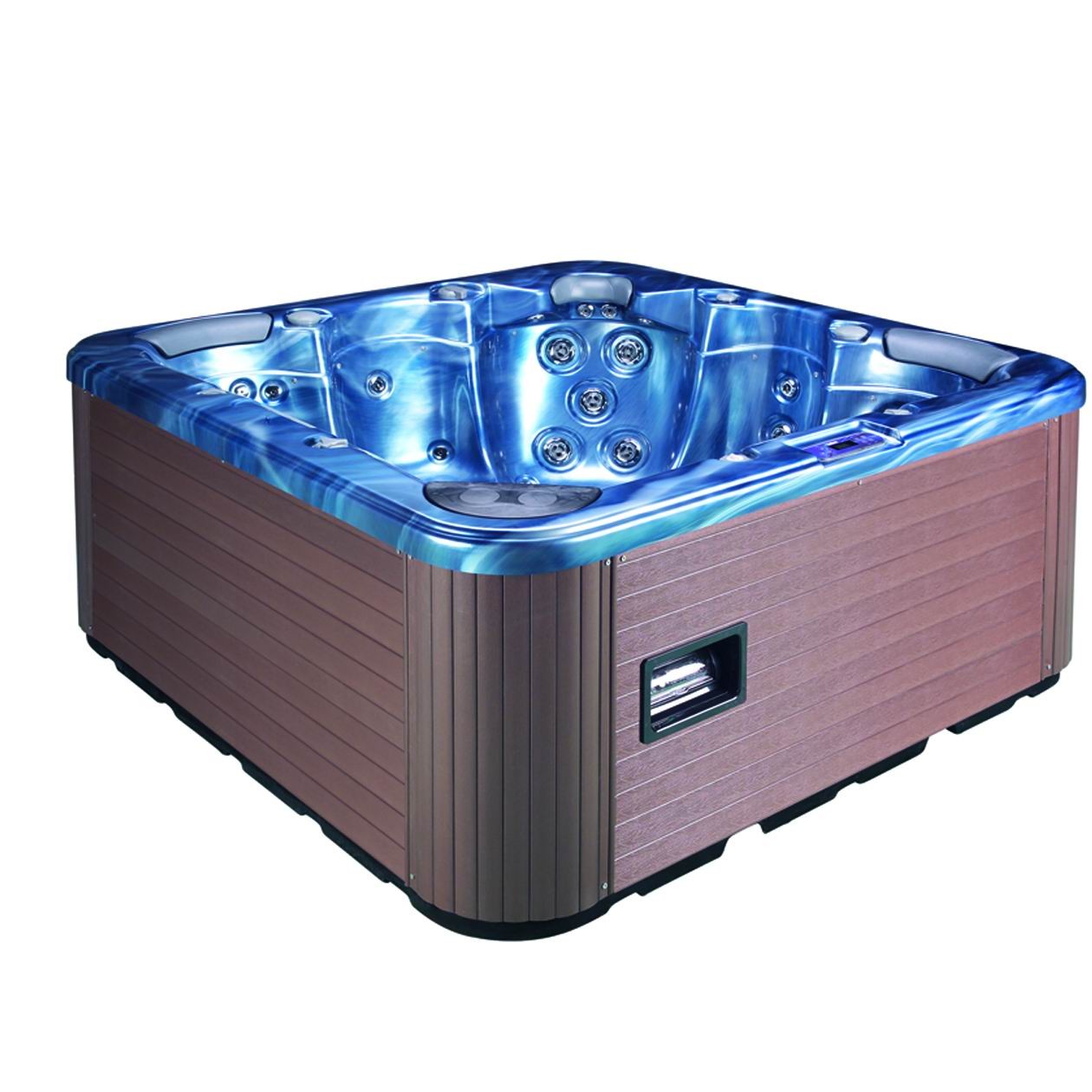 Aristech acrylic square whirlpool outdoor hydro hot tub and spa with 3 seats + 2 lounges