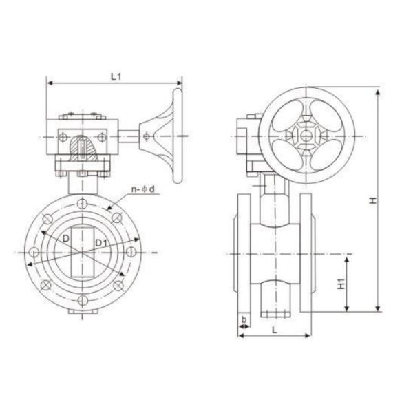 Worm Flange Butterfly Valve Handle Operated 1.0MPa/1.6MPa Nominal Pressure