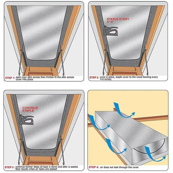 Attic Access Cover Door Insulation Blankets Aluminum Foil Silver Modern Aluminum