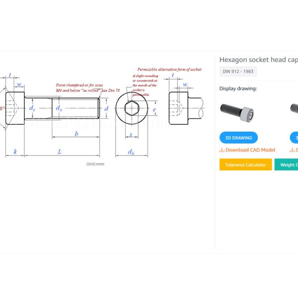 M12*100mm SUS304 Нержавеющая сталь шестеренковый винт DIN912