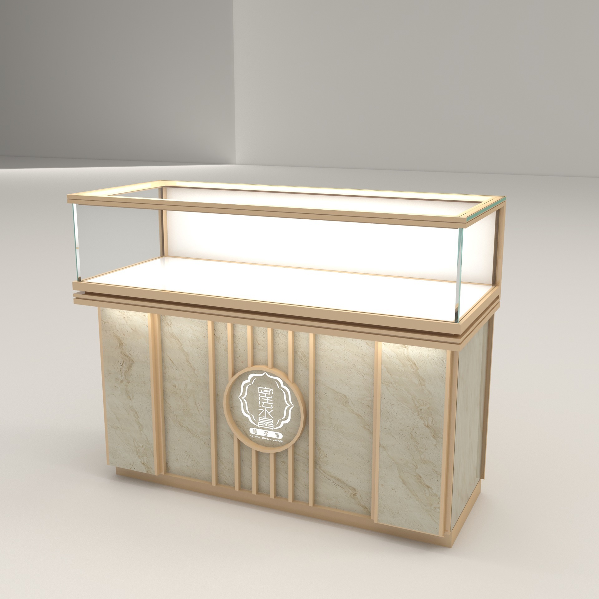 LED Lighting Jewelry Showcase with Customizable Solutions and Adjustable Glass Shelves for Luxury Front Display