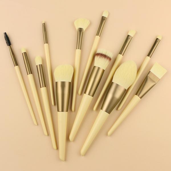 Yellow  12pcs Nano Wool Travel Makeup Brushes Set Nano Wool Travel Cosmetic Brushes