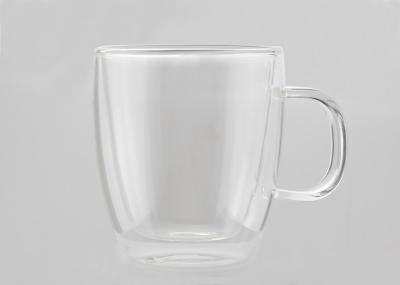 High End Double Walled Glasses With Handles , Double Layer Glass Cup