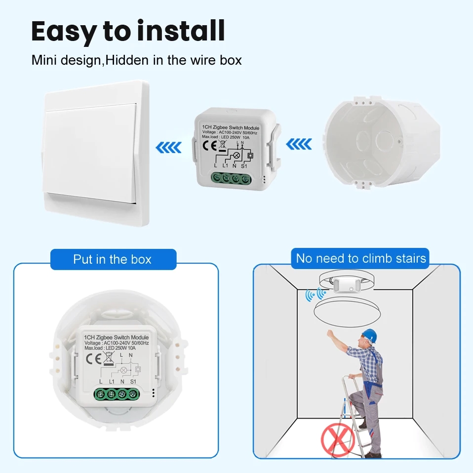 Умный предохранительный выключатель Zigbee, 3 канала с 250 Вт, управление питанием для умного дома, приложение Life/Tuya и голосовая поддержка, сделай сам