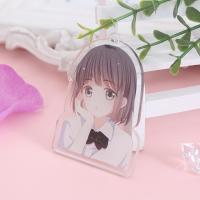 Chave de chave acrílica personalizada de personagem de desenho animado com anel de metal