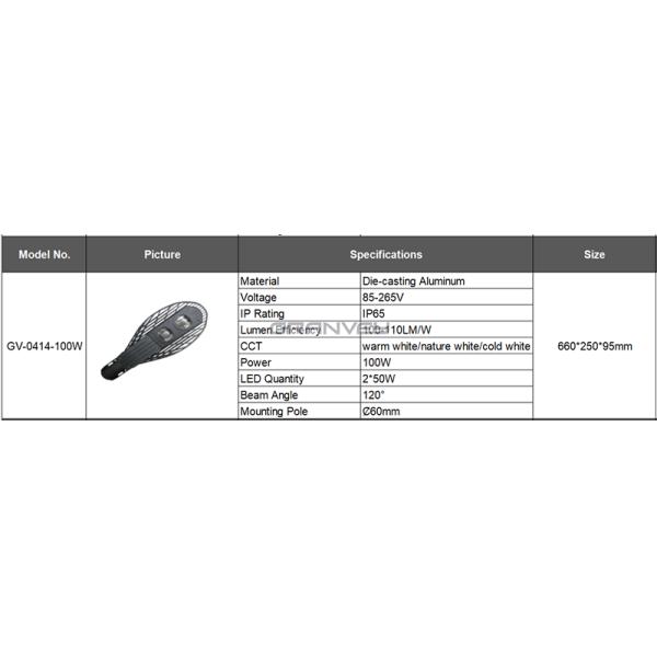 High Power Cobra Outdoor Led Street Light 100w 10000lm With 3 Years Warranty