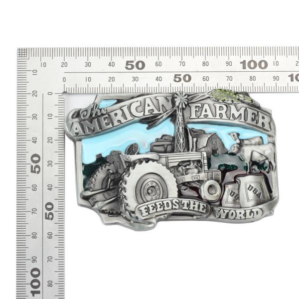 Zinc Alloy American Farmer Metal Belt Buckle With Concave Back And Hook Closure