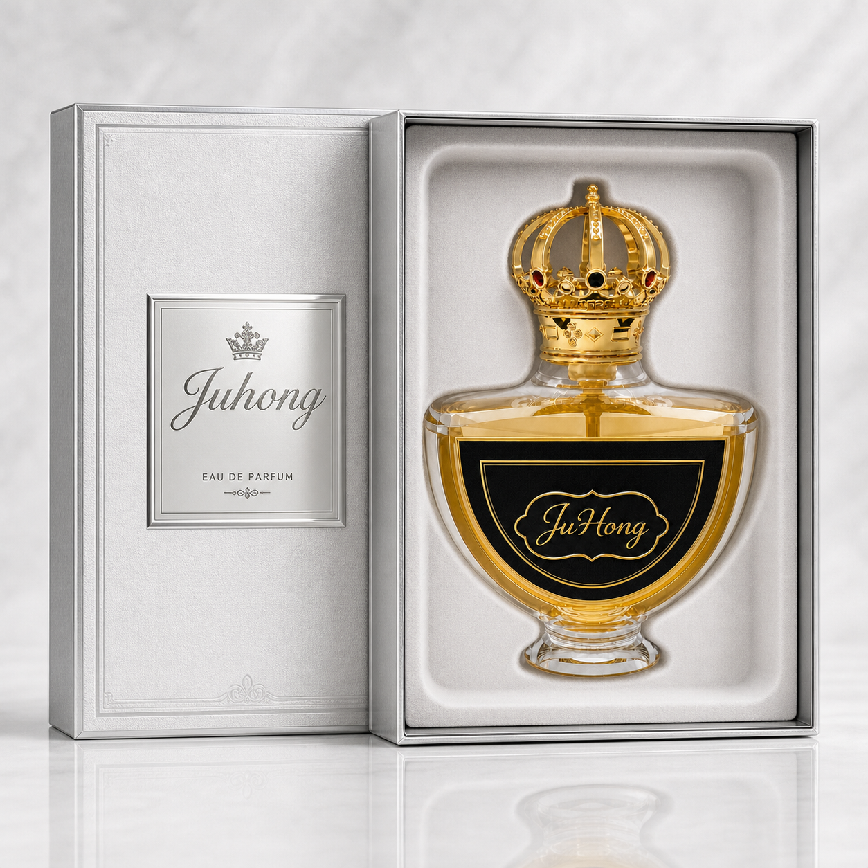 Crown Shape Zamac Perfume Cap with Inlaid Red Rhinestone | Zinc Alloy Custom Fragrance Bottle Lid