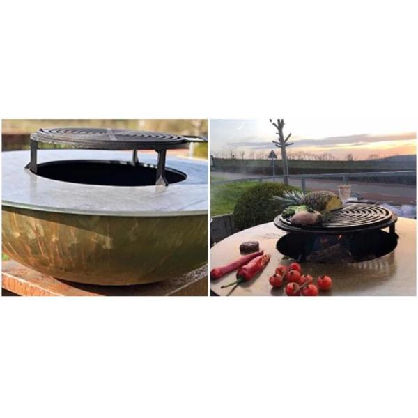 Большая круглая яма шара огня гриля барбекю Plancha Corten угля стальная располагаясь лагерем
