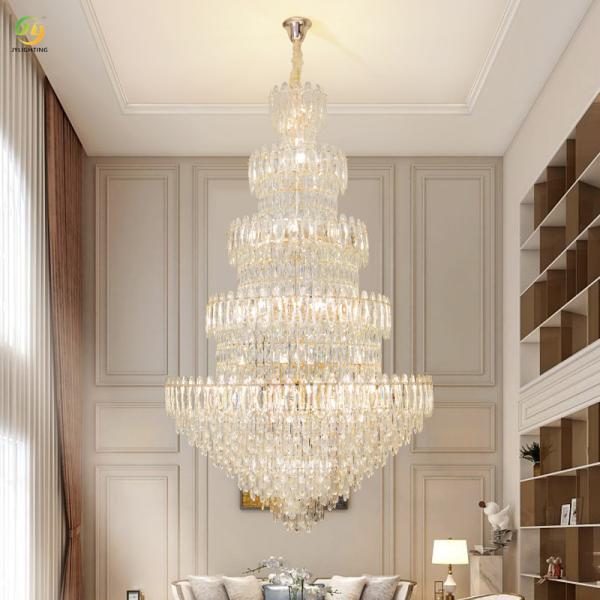 JYLIGHTING Duplex Building Crystal Chandelier Villa Living Room Postmodern Light Luxury Luxury Staircase Lamp Long Crystal Pendant Light
