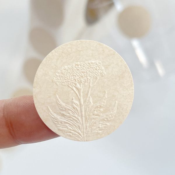 Custom Round Embossed Logo Texture Paper Label Sticker Roll