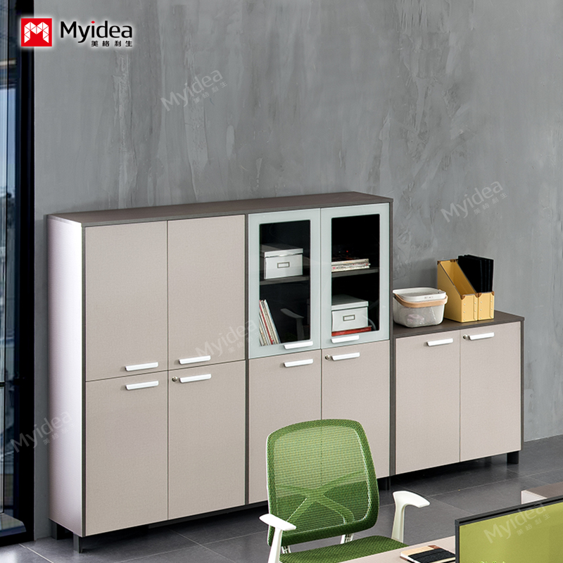 Eco-Friendly File Cabinet with Glass Doors, Aluminum Handles, and Key Lock – Secure, Stylish, and Sustainable Office Storage.