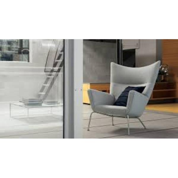 Wing chair livigroom furniture Fabric Covered Sectional hotel single Sofa with Footstool