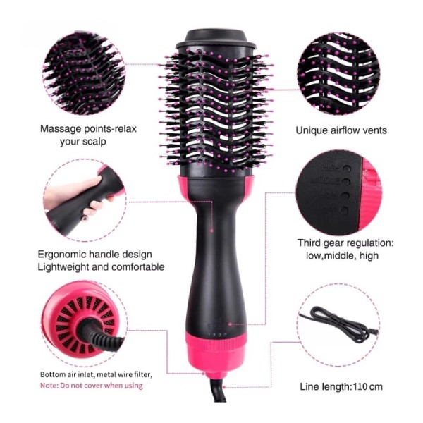 Hair Dryer Hot Air Brush Styler Volumizer Hair Straightener Curler Comb Roller Ceramic Household Use Electric Ion Blow Dryer