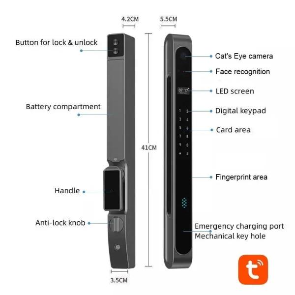 Glomarket Outdoor Waterproof Ip68 Digital Electronic Tuya Smart Locks Fingerprint Aluminum Steel Sliding Glass Door Lock