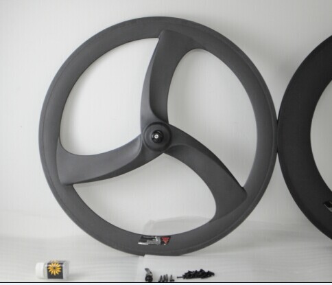 2014light weight best quality700c carbon clincher track/road bike 3 spokes clincher wheels