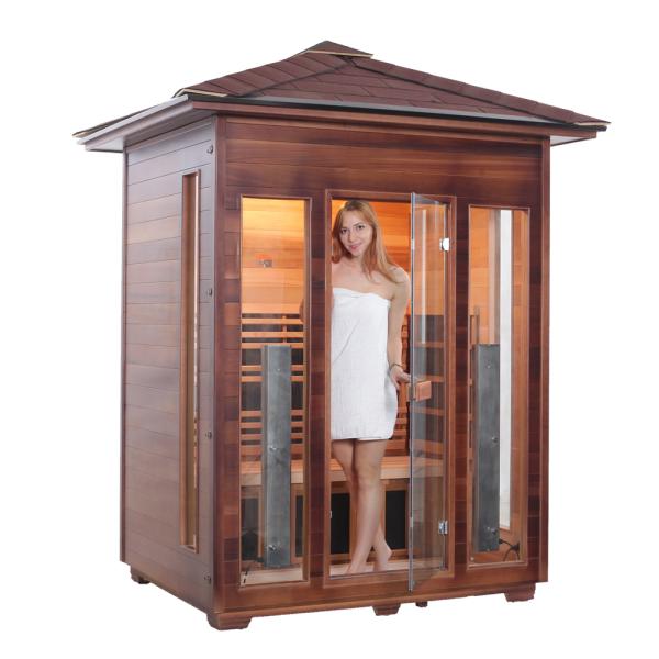 Canadian Hemlock Wooden 3 Person Outdoor Dry Sauna With Windows