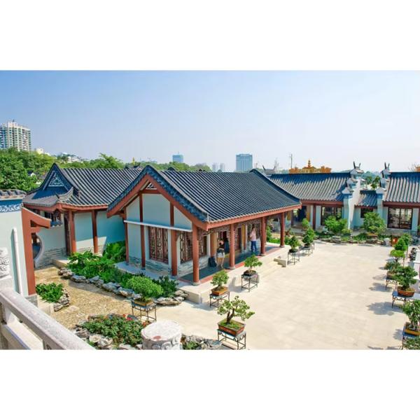 Traditional Chinese House Grey Glazed Clay Roof Tiles For Hotel Restaurant Shop Covering