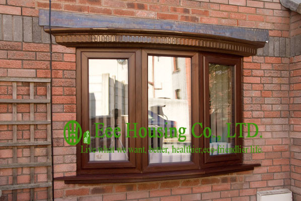 Wood Color UPVC Windows For Villas/Apartment, Viny fixed and casement windows,clear glass