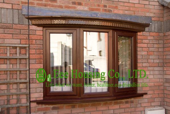 Wood Color UPVC Windows For Villas/Apartment, Viny fixed and casement windows,clear glass