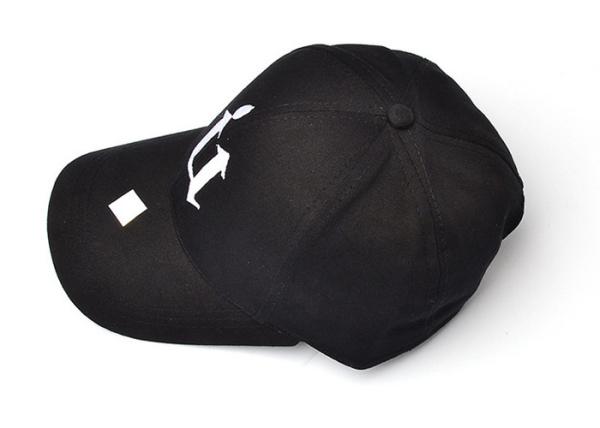 Black Modern Style Cotton Baseball Cap 3D Embroidery For Children / Adult Customized