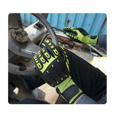 Luvas elásticas da segurança do impacto dos mecânicos HPPE com Sandy Nitrile Dipping On Palm