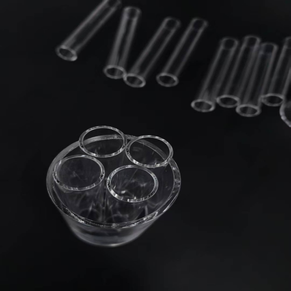 Custom Clear Quartz Pipe Grinded Surface 2cm Outside Diameter Ozone Free Bending Welding Cutting
