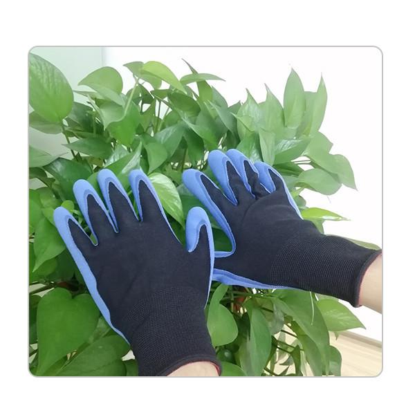 Gardening And Agriculture Blue Nylon Spandex Liner Breathable15 Gauge Nitrile Grip Gloves