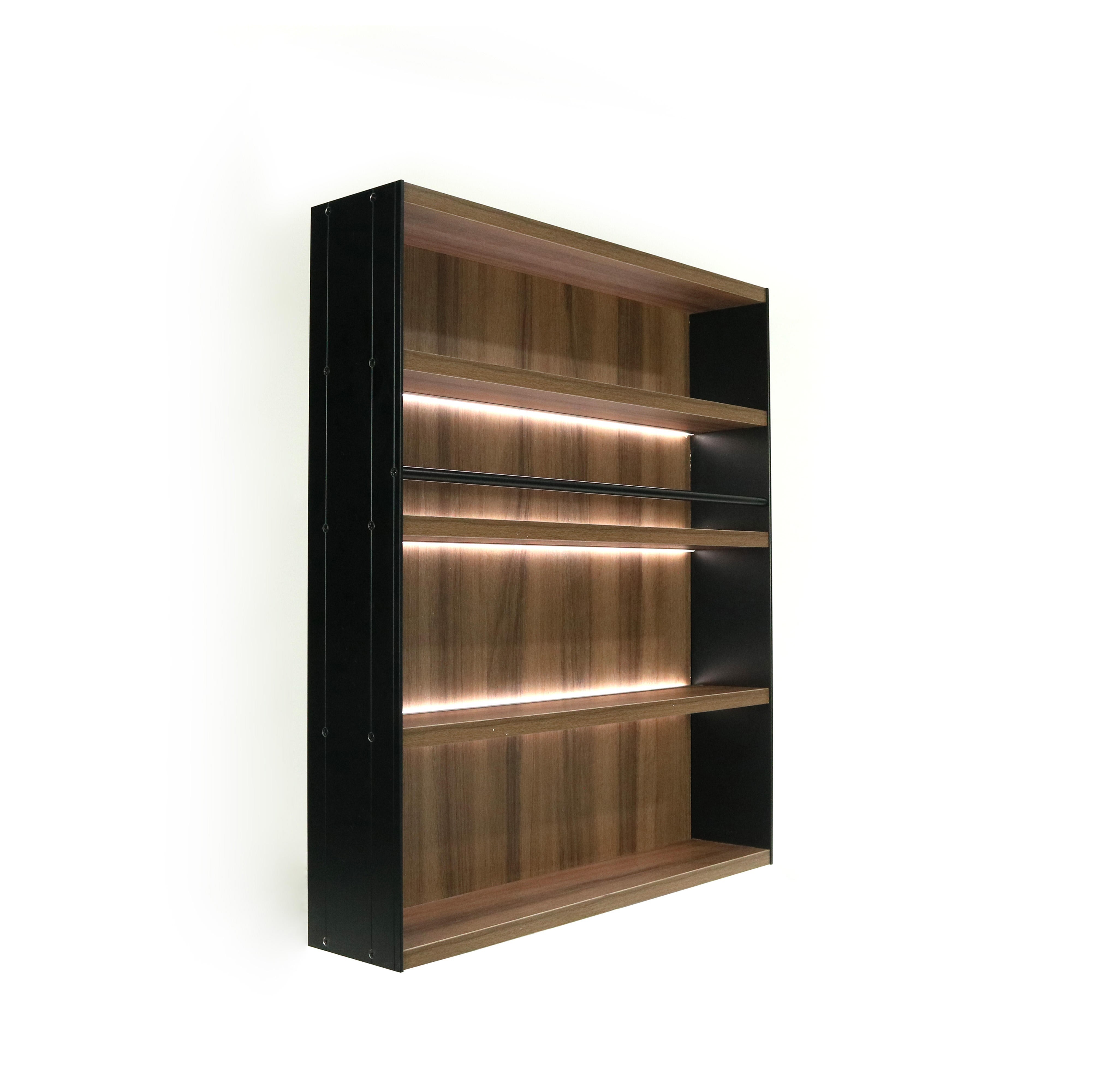Kitchen Shelf Organizer Drain Rack with Lighted Background Glass Display Racks Living Room Cabinets