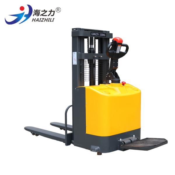 Standing Driving Automatic Pallet Stacker With Pedal And 2.2 Kw Hydraulic Pump