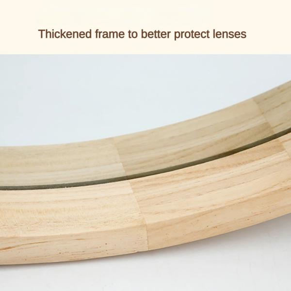 Wood Frame Glass Mirror Rustic Arch Bathroom Round Sticker With Modern Stylish Style