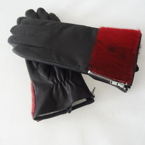 Sheepskin Womens Soft Leather Gloves Wool Lining Simple Classic Style