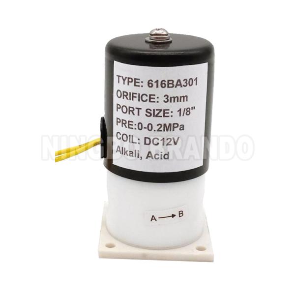 PTFE Solenoid Valve 1/2' Антикоррозионный UPVC соленоидный клапан для химической кислоты щелочной 24V 110V 220V