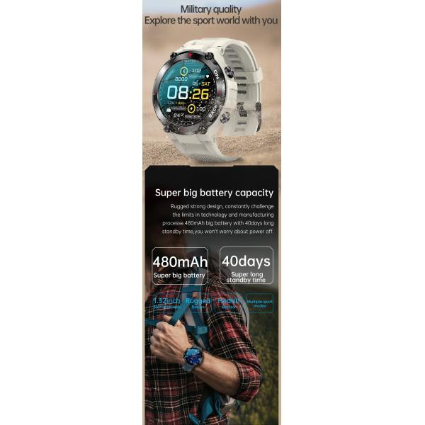 K37 GPS Smartwatch with AMOLED Display, Heart Rate & Blood Oxygen Monitoring