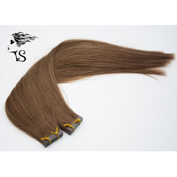 Dark Brown Indian Virgin Tape In Human Hair Extensions , Straight Indian Hair