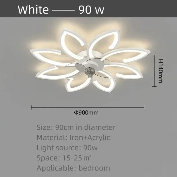 Remote Control Living Dining Table Room Bedrooms Fan Lighting Fixtures Petals led Ceiling fan light(WH-CLL-57)