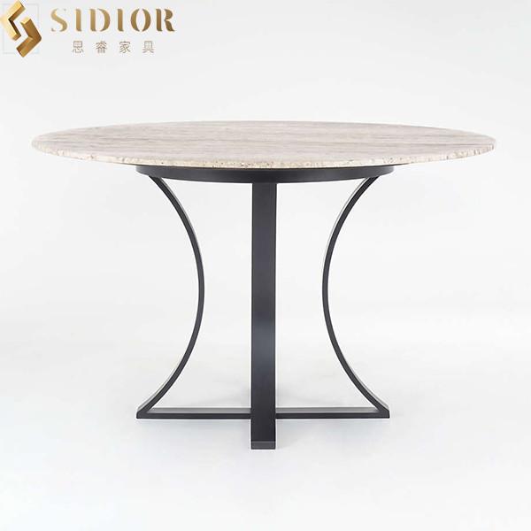 OEM Round Natural Marble Dining Table 120cm Dia For Hotel Cafe