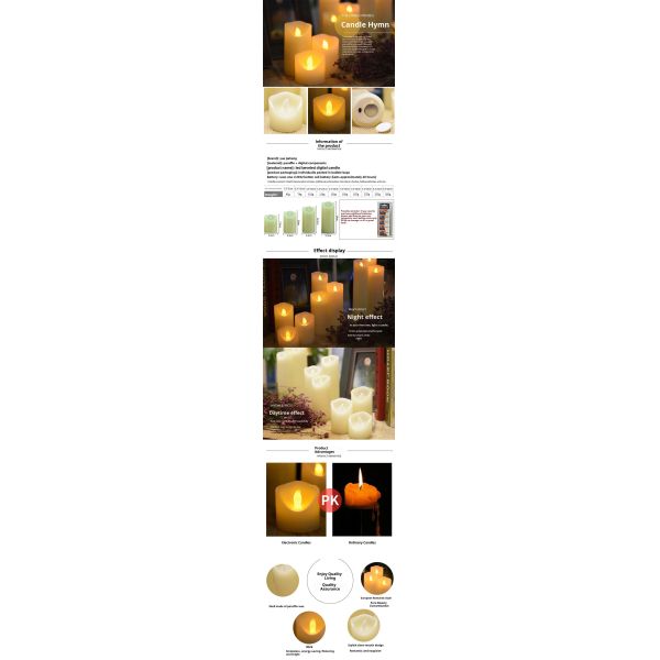 3x3 Real Wax LED Candle with Flickering Flame Remote Control and Timer Function