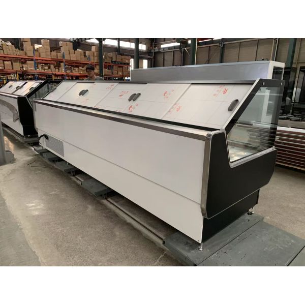 Large Commercial Horizontal Static Cooling Design With Evaporator Gravity Service Counter Meat Beef Display Freezer