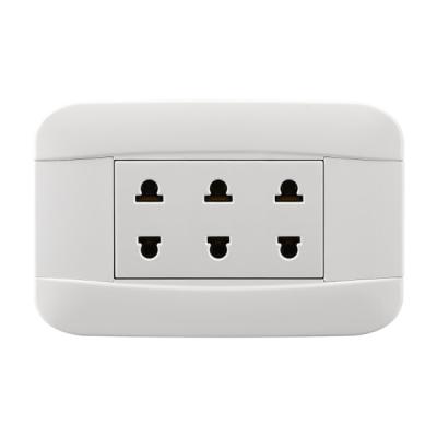 Silver Contact Point Electric Plug Sockets , Single Electrical Outlet 3 Gang Socket