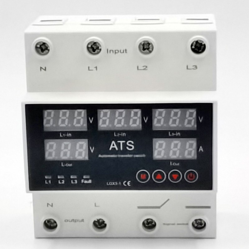 Automatic Transfer Switch 5 Display ATS Over/Undervoltage Overcurrent Protector 63A 80A 100A Three-Way Power Supply CB Type