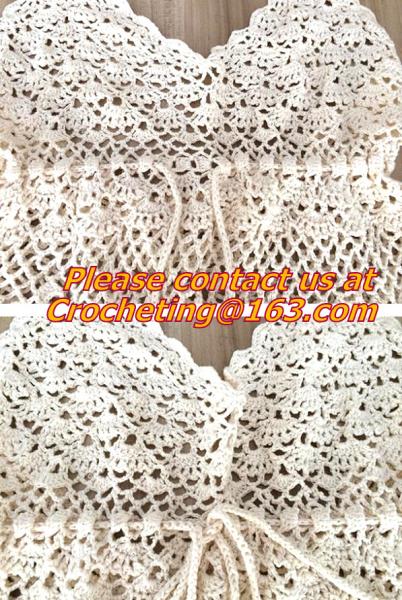 Crochet tops, deep v neck halter top/spaghetti strap tank tops/lace colete croche/wh