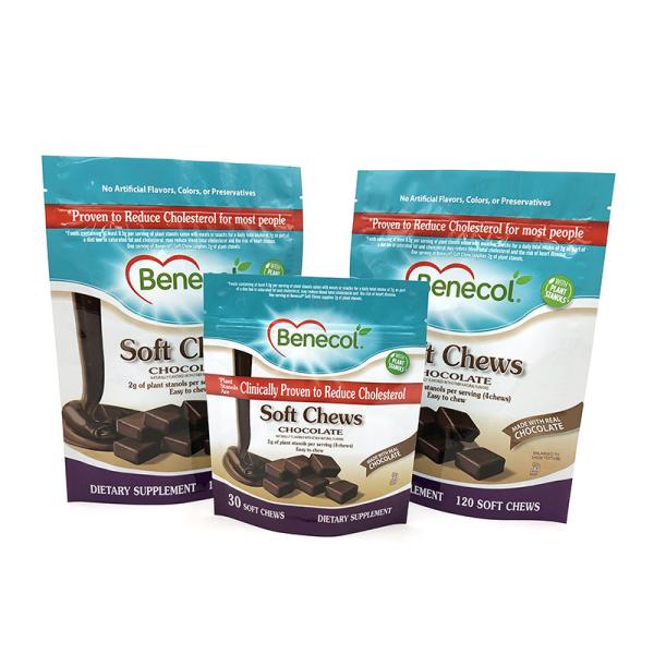 Stand up chocolate candy biscuit plastic packaging zipper bag for food packing