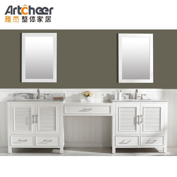 Modern Style Bathroom Vanity with Solid Wood Door and Double Basin Vanity Combo