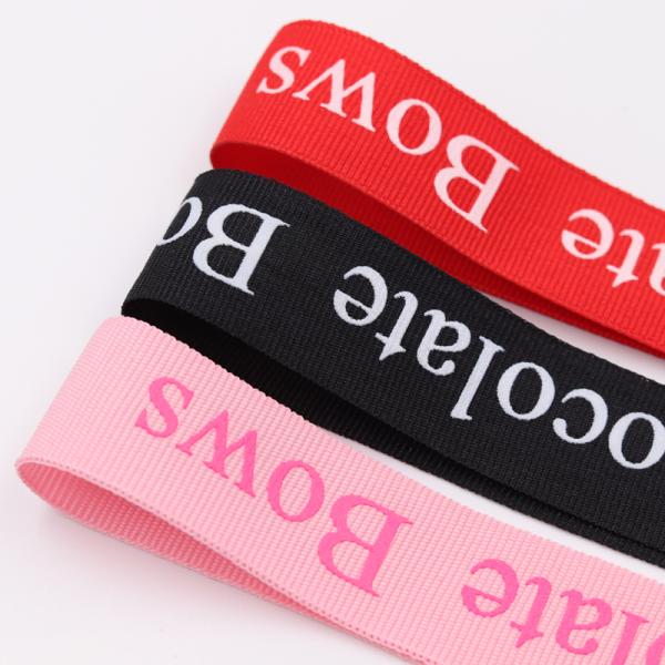 Custom Logo Decorative Satin Ribbon Various Color Polyester / Cotton Material