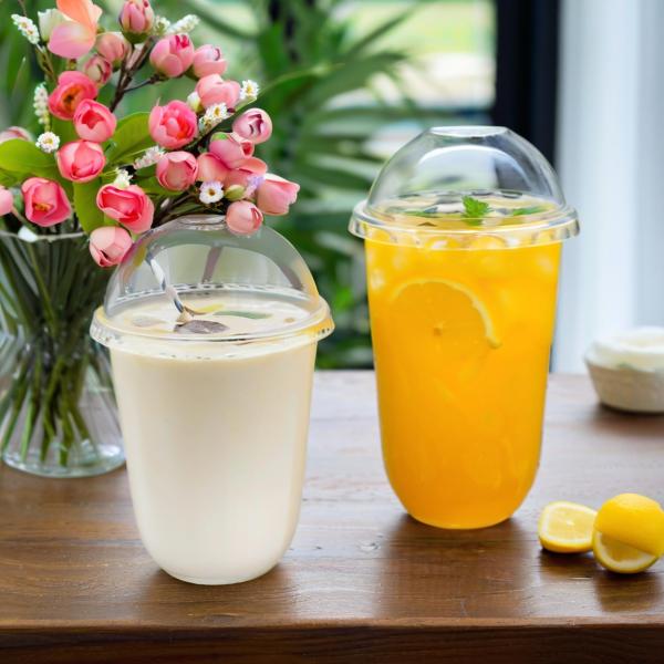 Gobelets en plastique jetables avec logo personnalisé Lesense, gobelet en plastique transparent souple pour Bubble Tea avec couvercle, gobelet pour jus de Boba