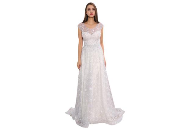 Backless White  Wedding Bridesmaid Dresses Embroidery Lace Long Dress