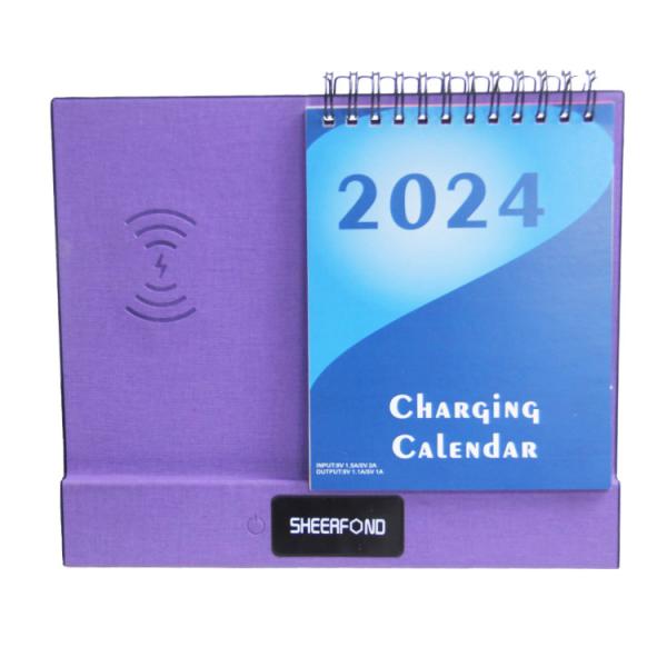 High Quality Customized 2024 Mini  Art Digital Desk -365-Day-Charging Wireless Charger Calendar