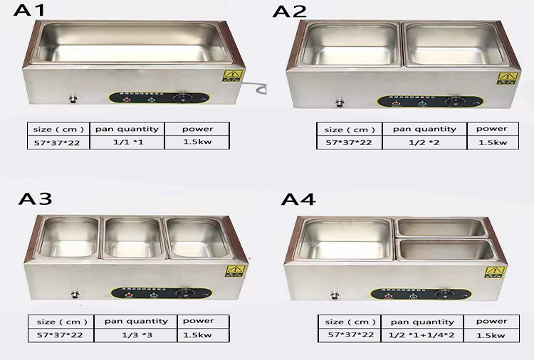 Rectangular Bain Marie Electric Food Warmer 150L 3 Pan Bain Marie