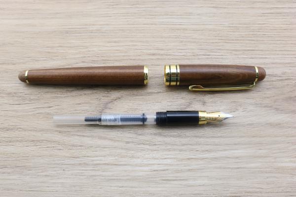 Walnut Wood Fountain Writing Pen Retro Style Brass Clip For Business Office